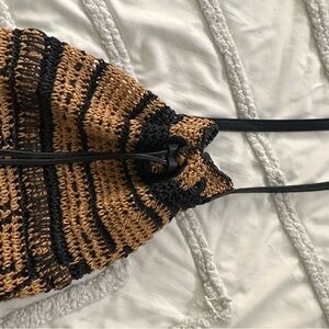 Striped Crochet Tote Bag